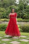 KA 1111 2 Faux Blooming Embroidery Wedding Gown Wholesale Shop In Surat
